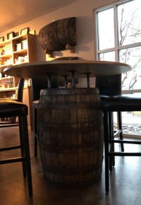 Barrel table at Santa Fe Spirits